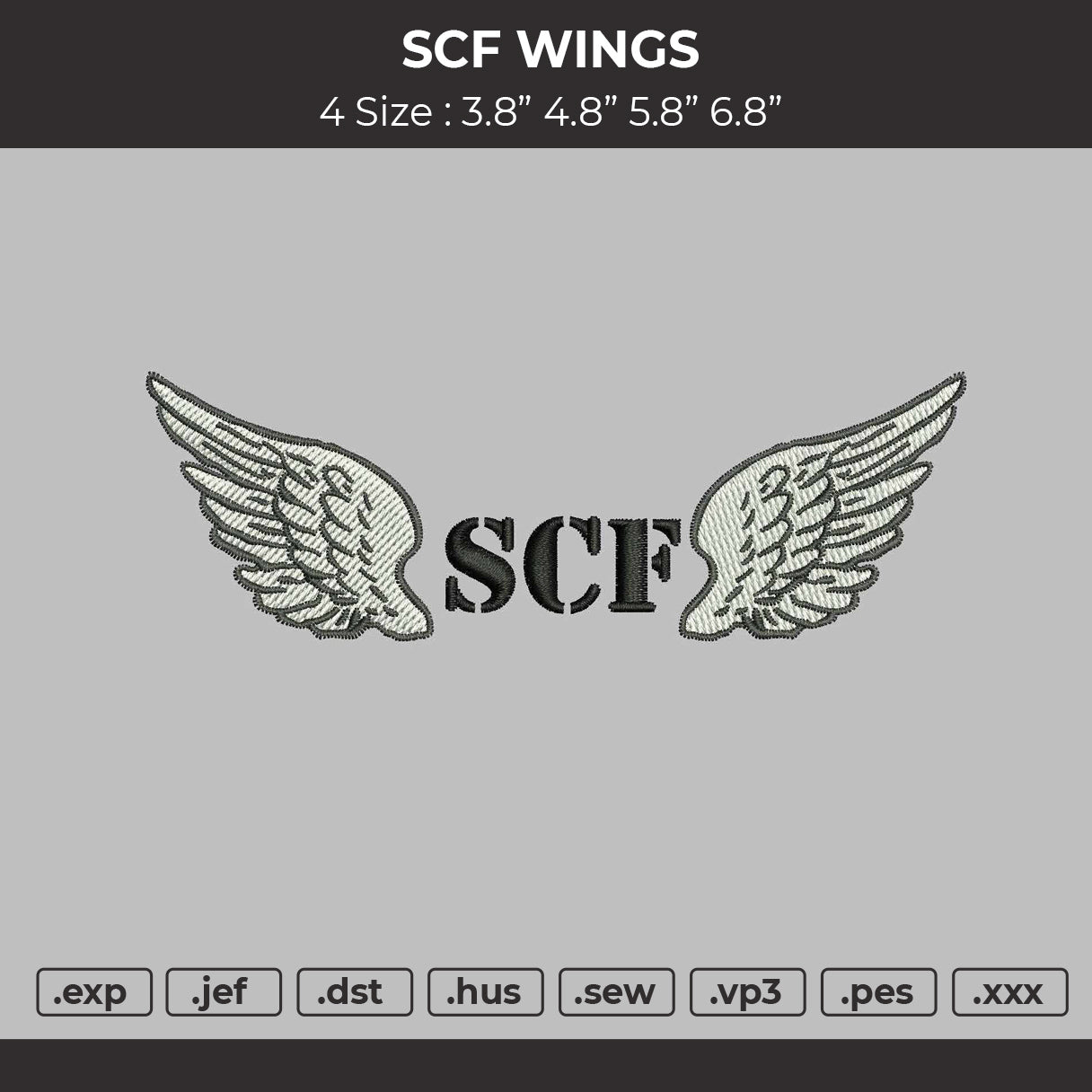 SCF Embroidery File 5 size