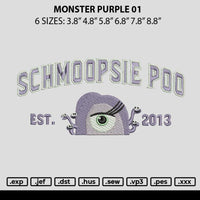 Monster Purple 01 Embroidery File 6 sizes