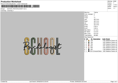 Schooltext 2509 Embroidery File 6 sizes