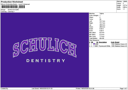 Schulichtext Embroidery File 6 sizes