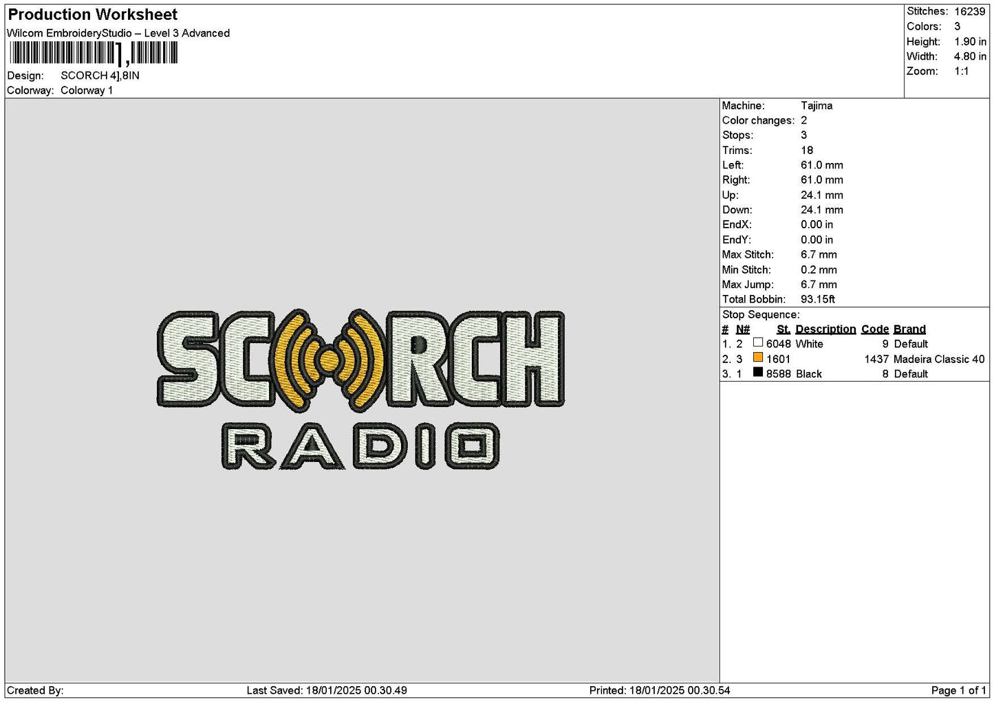 scorchtext Embroidery File 6 sizes
