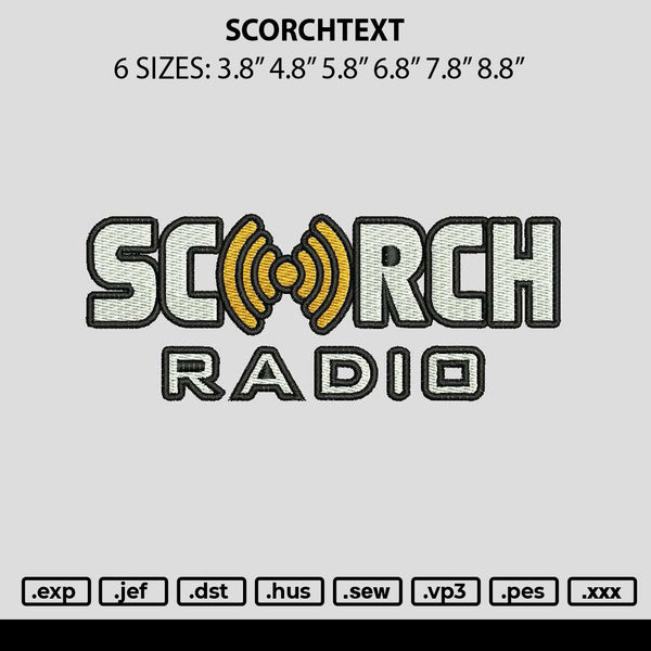 scorchtext Embroidery File 6 sizes