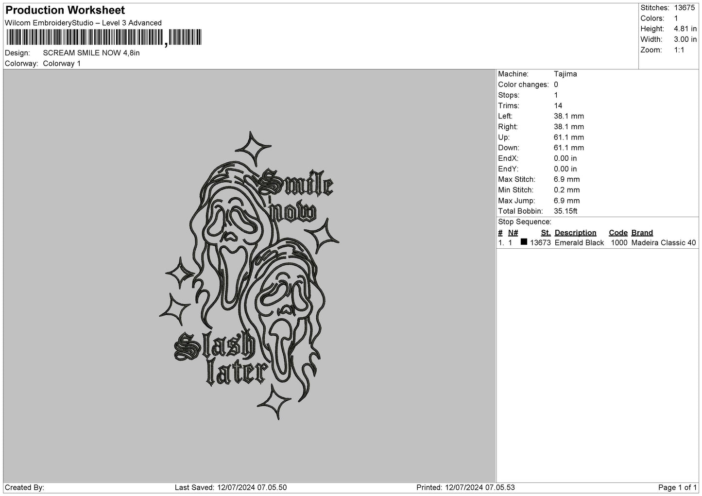 Screamtext 01 Embroidery File 6 sizes