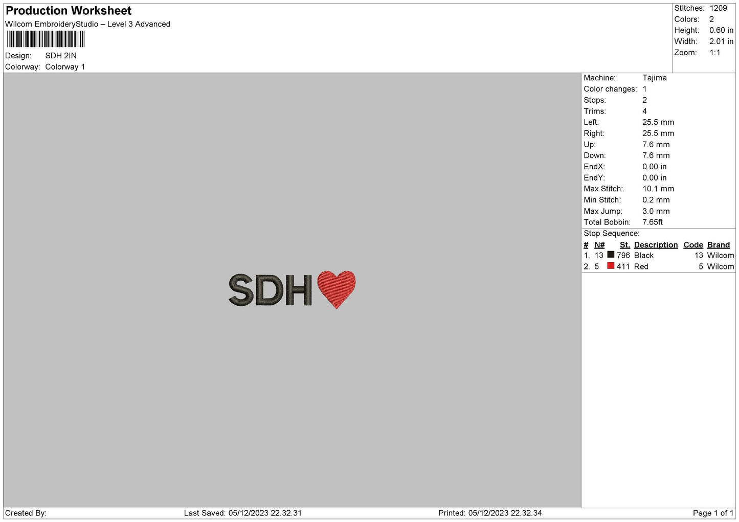 Sdh Embroidery File 6 sizes