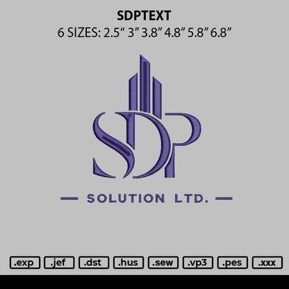 Sdptext Embroidery File 6 sizes