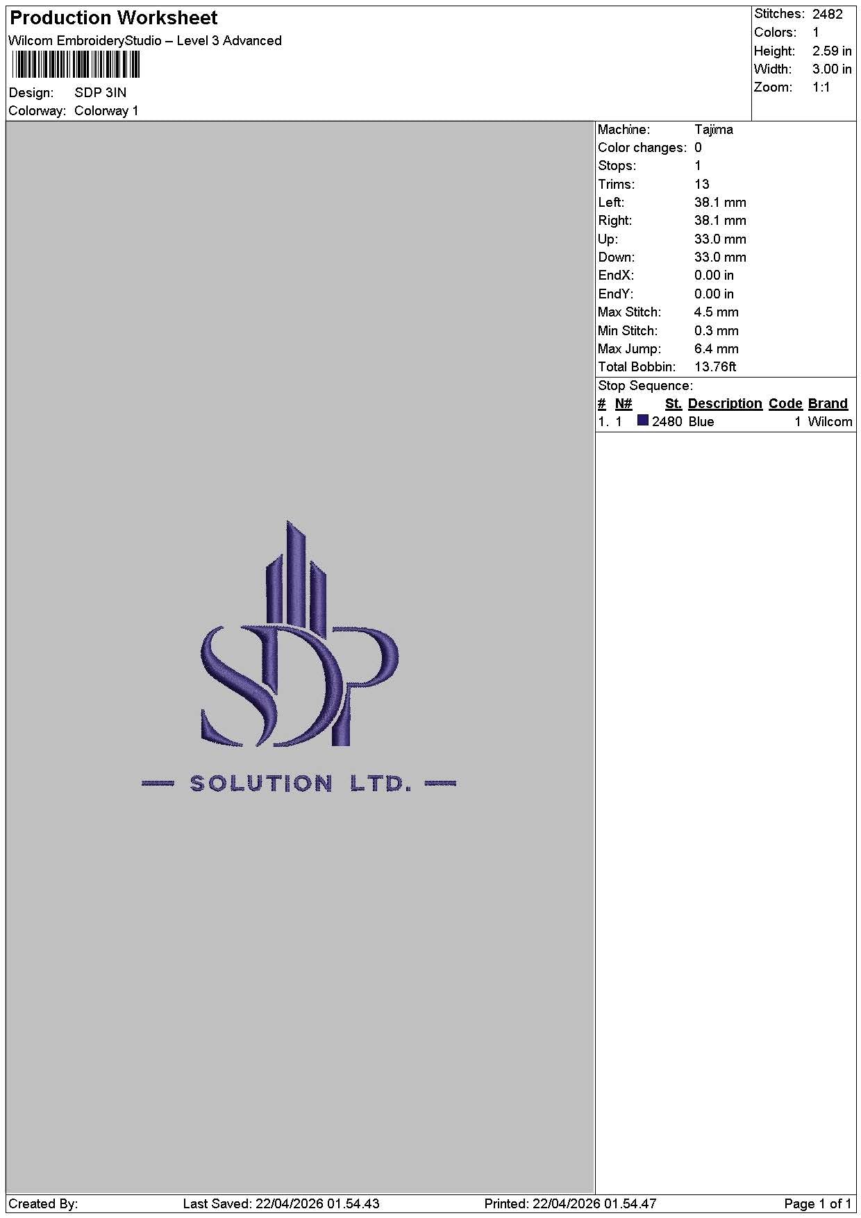 Sdptext Embroidery File 6 sizes
