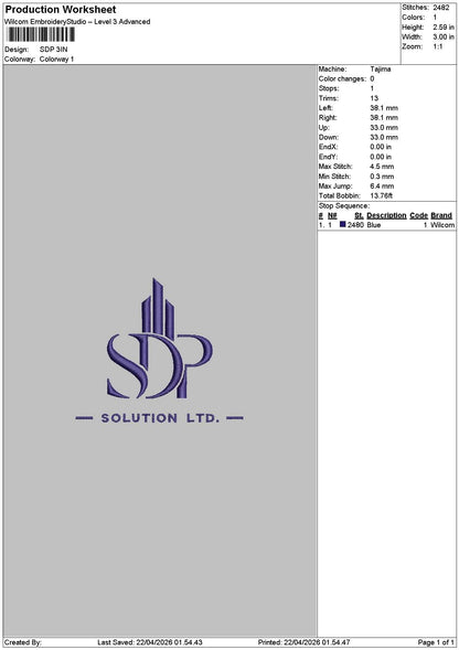 Sdptext Embroidery File 6 sizes