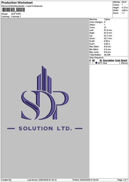 Sdptext Embroidery File 6 sizes