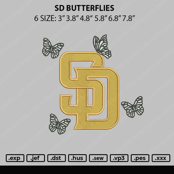 SD Butterflies Embroidery File 6 size