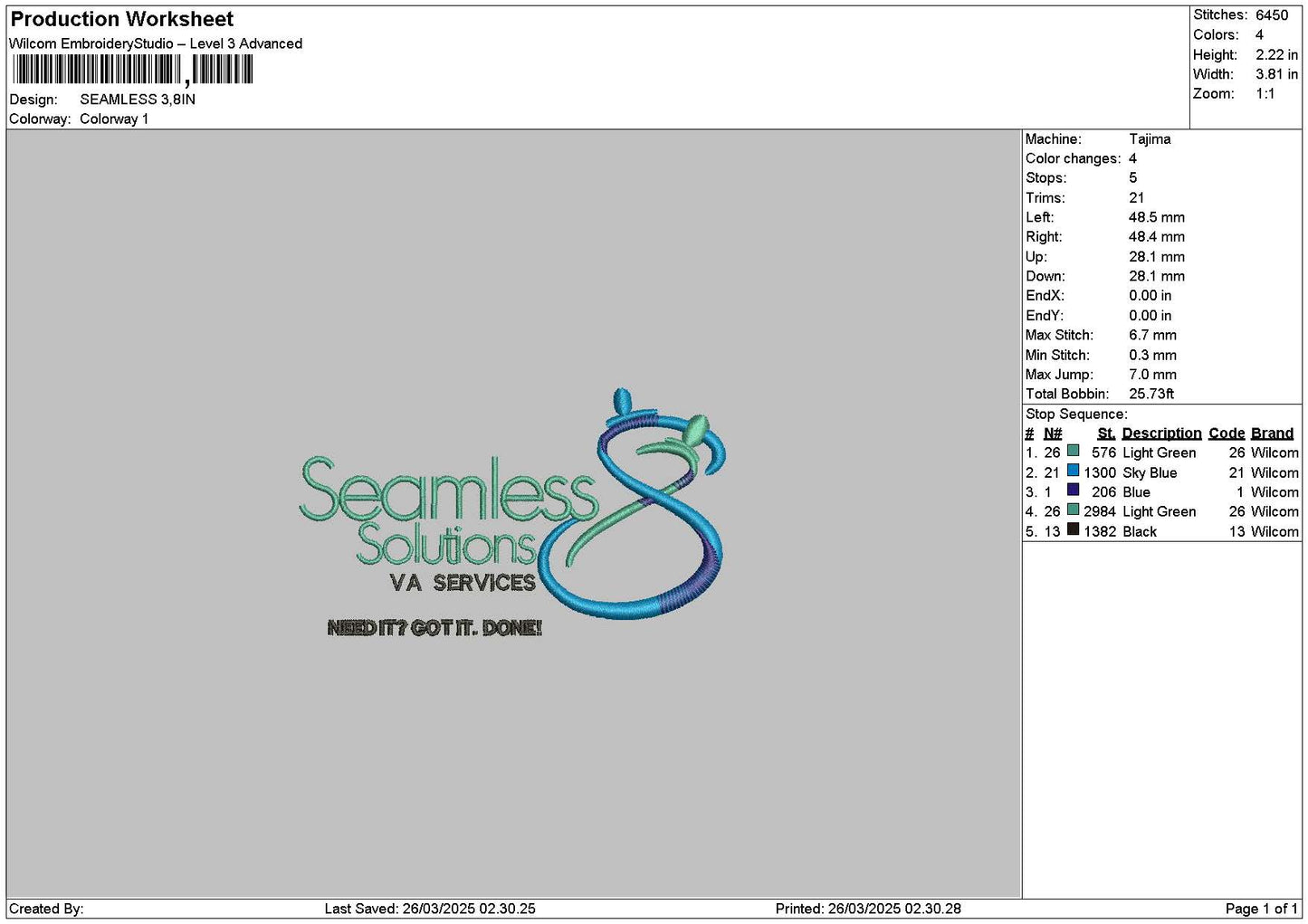 Seamlesstext Embroidery File 6 sizes