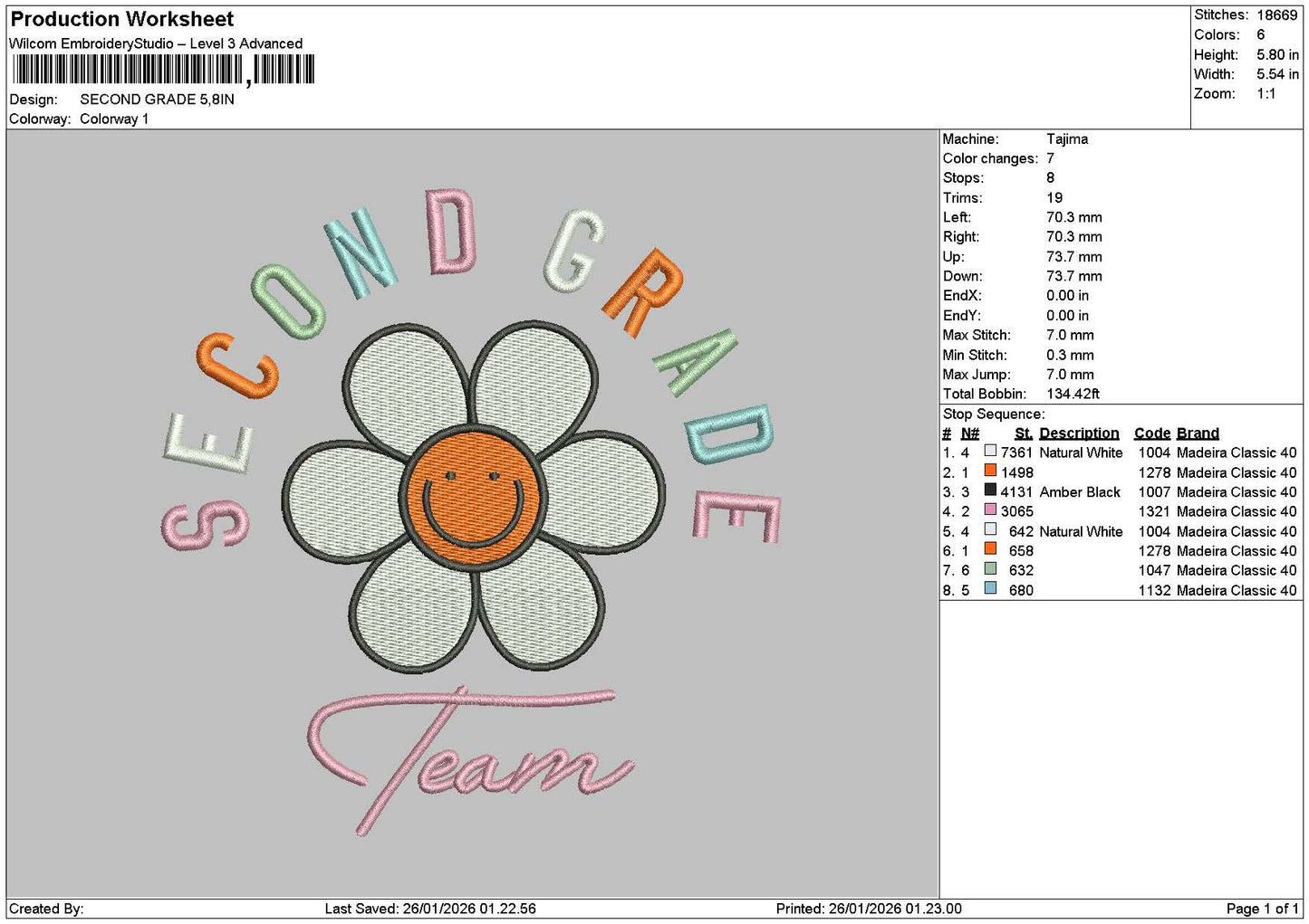 Gradetext 2601 Embroidery File 6 sizes