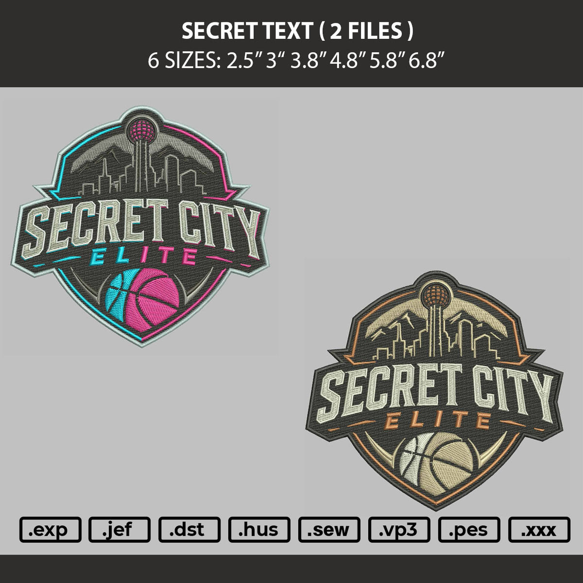 Secret Text V1 v2 Embroidery Machine Design 2 Files