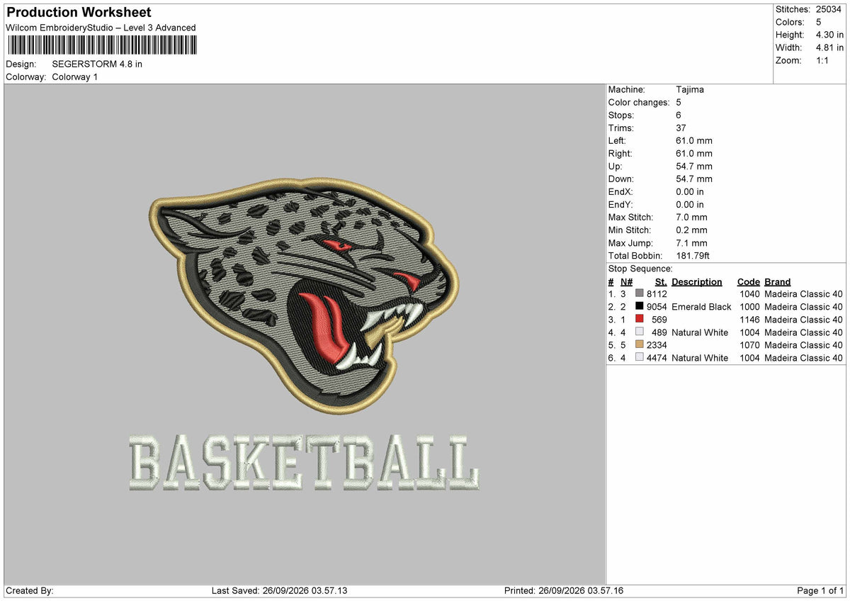 Tiger Head 2609 Embroidery Machine Design File 6 sizes