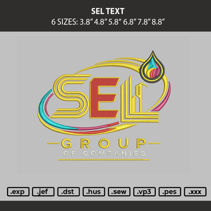 Sel Text Embroidery Machine Design File 6 sizes