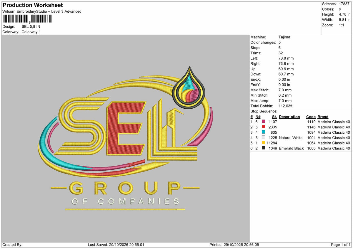 Sel Text Embroidery Machine Design File 6 sizes