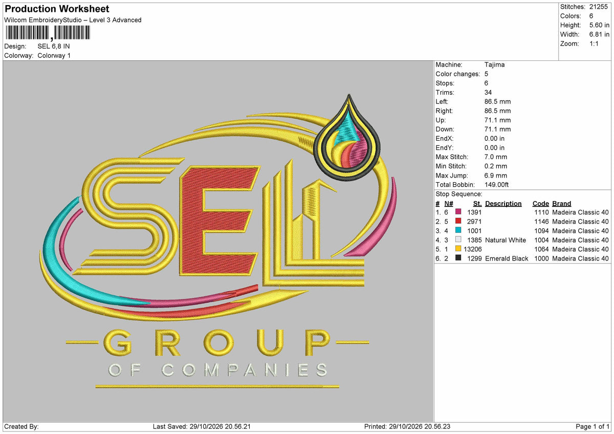 Sel Text Embroidery Machine Design File 6 sizes