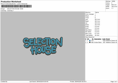 SELECTION HOUSE Embroidery File 6 sizes