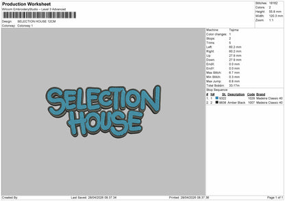 SELECTION HOUSE Embroidery File 6 sizes