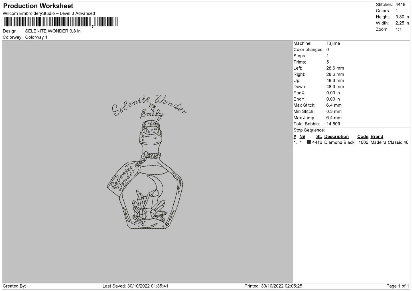 Selenite Wonder Embroidery File 6 sizes
