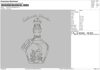 Selenite Wonder Embroidery File 6 sizes