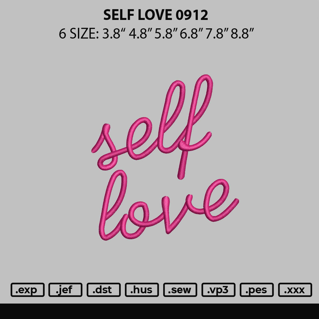 Self Love Embroidery File 6 sizes