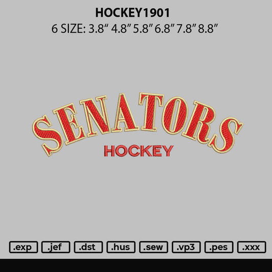 Hockey1901 Embroidery File 6 sizes
