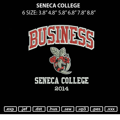 Seneca College Embroidery File 6 sizes