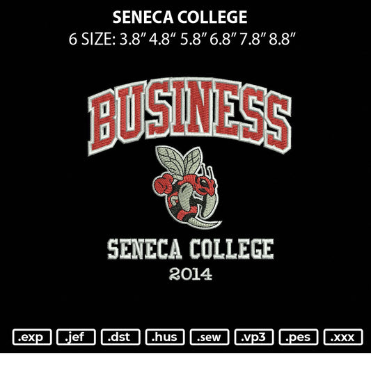 Seneca College Embroidery File 6 sizes