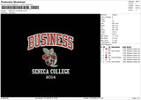Seneca College Embroidery File 6 sizes