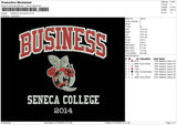Seneca College Embroidery File 6 sizes