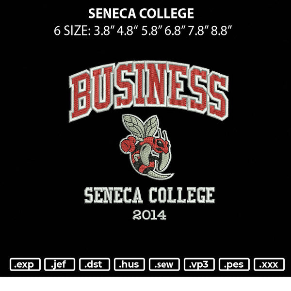 Seneca College Embroidery File 6 sizes