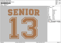 Senior13 Embroidery File 6 sizes