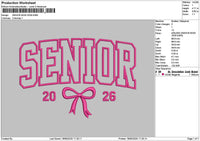 Senior Bow 2026 Embroidery File 6 sizes