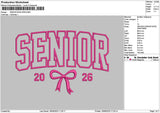 Senior Bow 2026 Embroidery File 6 sizes