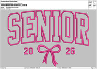 Senior Bow 2026 Embroidery File 6 sizes