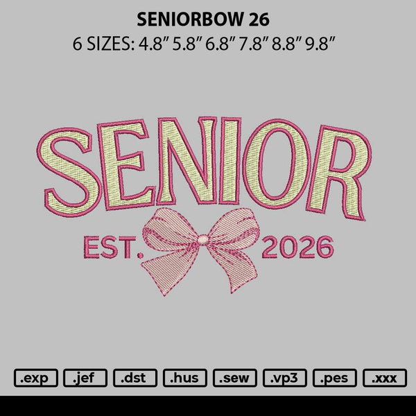Seniorbow 26 Embroidery File 6 sizes