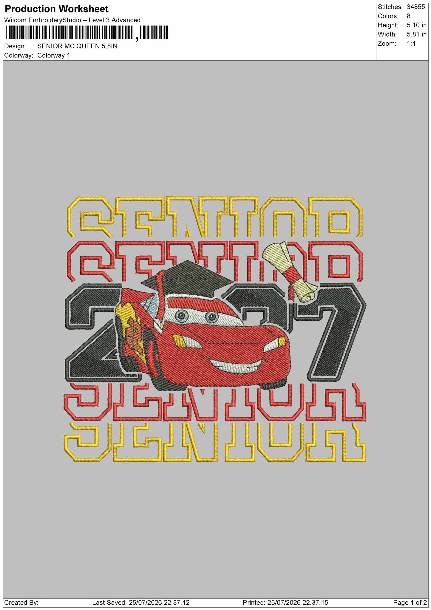 Senior Mc 27 Embroidery Machine Design File 6 sizes