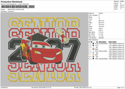 Senior Mc 27 Embroidery Machine Design File 6 sizes