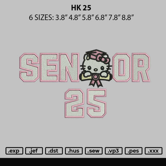 Hk 25 Embroidery File 6 sizes