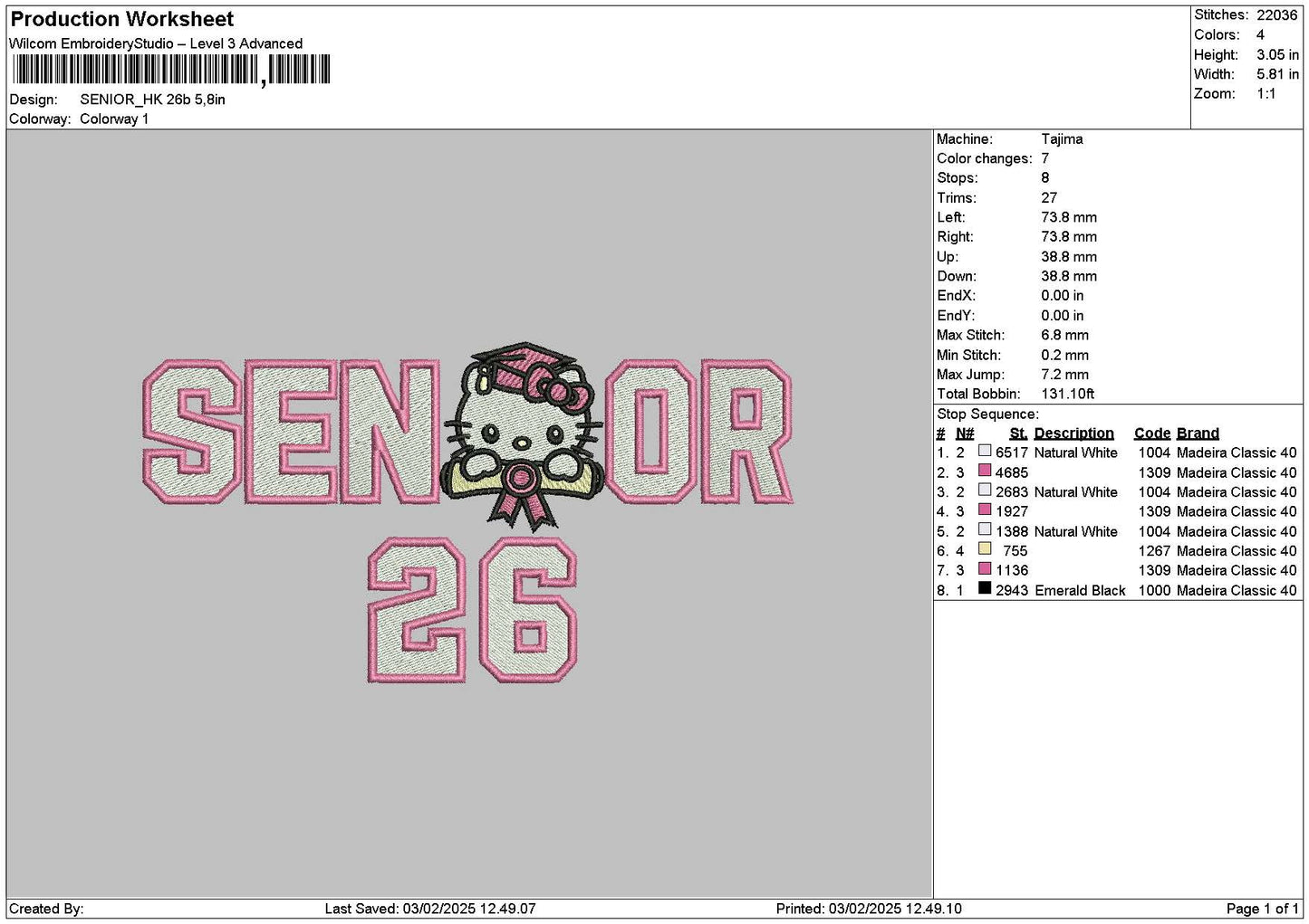 Senior26 Hk Embroidery File 6 sizes