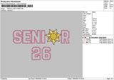 Senior Sun Embroidery File 6 sizes