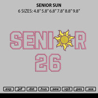 Senior Sun Embroidery File 6 sizes