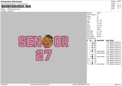 Senior kookie Embroidery Machine Design File
