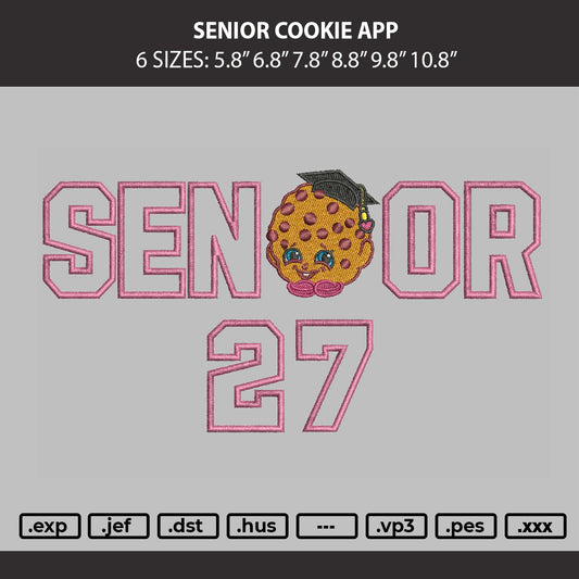 Senior Cookie App Embroidery Machine Design File