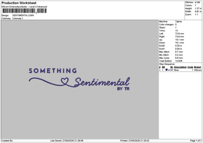 Sentimentaltext Embroidery File 6 sizes