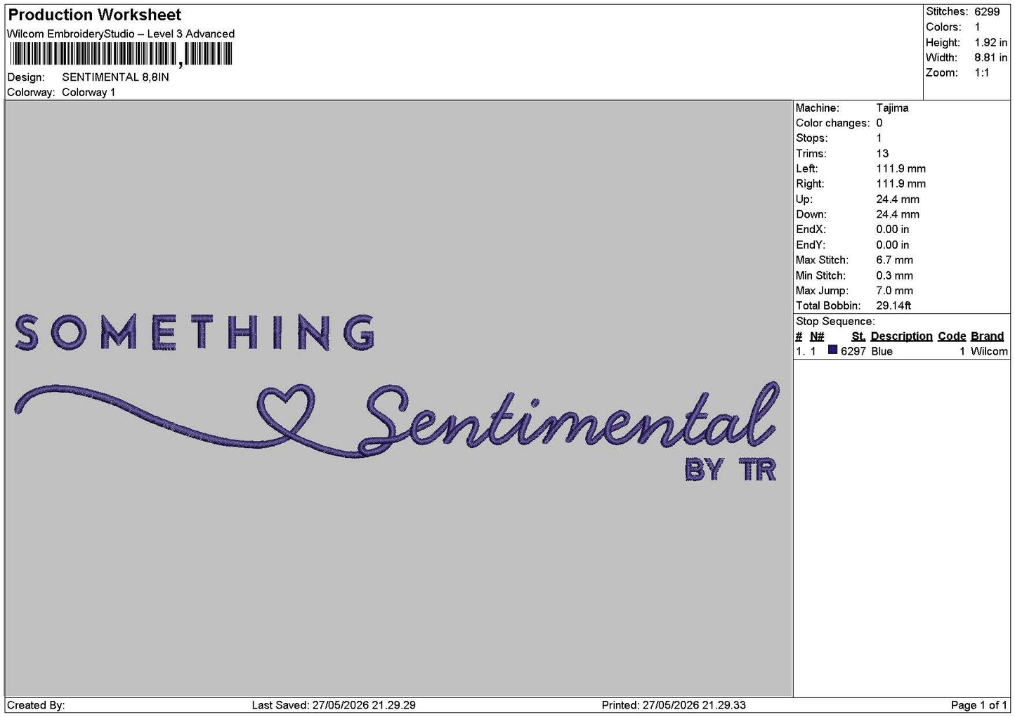 Sentimentaltext Embroidery File 6 sizes