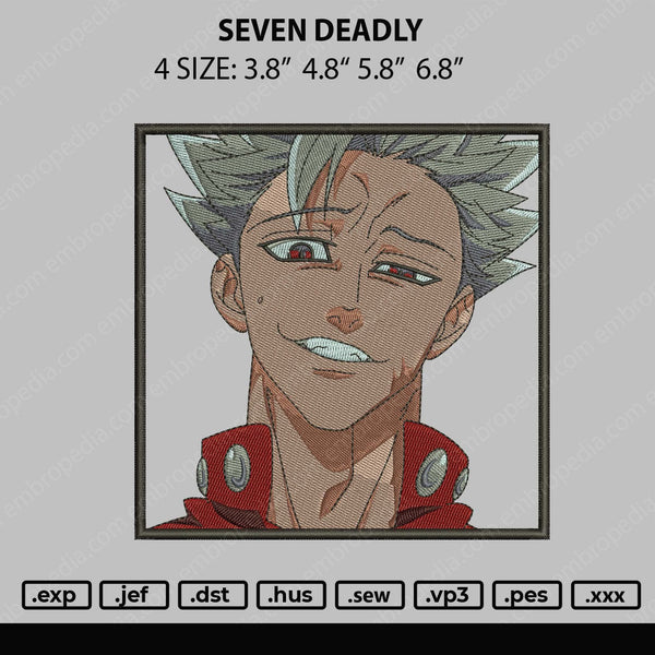 Seven Deadly Embroidery File 4 size
