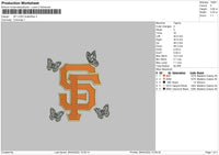 SF Logo Butterflies Embroidery File 4 size
