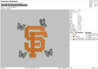SF Logo Butterflies Embroidery File 4 size