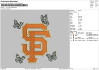 SF Logo Butterflies Embroidery File 4 size